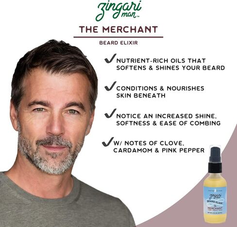 Zingari Man The Navigator Beard Elixir – Conditioning, Softening and Rejuvenating Grooming Product – Natural Fruit Oils Tame Beards and Moustaches and Nourish Facial Skin, 2 fl oz in Saudi Arabia