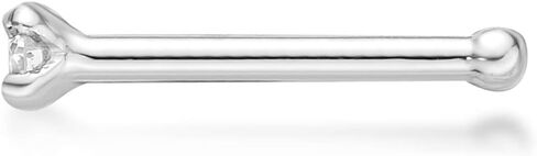0.01 to 0.07 Carat Lab Grown Diamond Straight Bone Nose Ring in 14k White or Yellow Gold (D-E, VVS1-VVS2 to I2-I3, cttw) 20 Gauge Nose Ring 1.3 to 2.7 mm by Lavari Jewelers in Saudi Arabia
