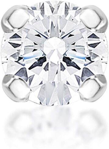 0.01 to 0.07 Carat Lab Grown Diamond Straight Bone Nose Ring in 14k White or Yellow Gold (D-E, VVS1-VVS2 to I2-I3, cttw) 20 Gauge Nose Ring 1.3 to 2.7 mm by Lavari Jewelers in Saudi Arabia