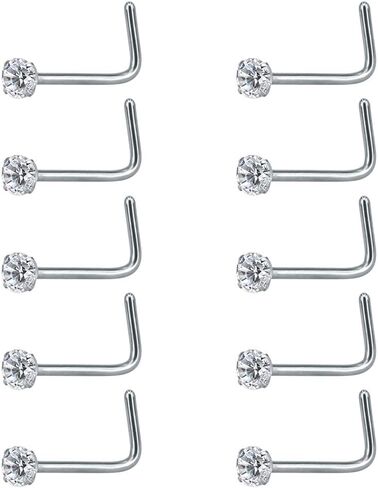 6-14PCS 20g Tiny Nose Stud Ring Piercing Surgical Steel Nose Bone/L Shaped/Nose Screws Rings Set in Kuwait