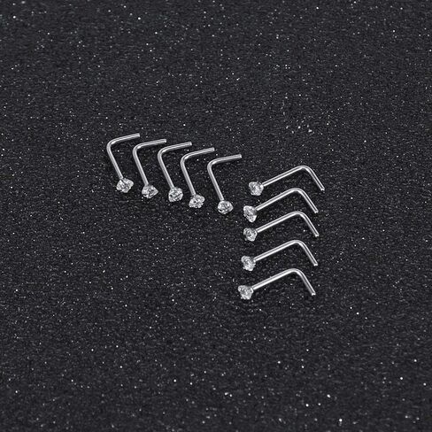 6-14PCS 20g Tiny Nose Stud Ring Piercing Surgical Steel Nose Bone/L Shaped/Nose Screws Rings Set in Kuwait
