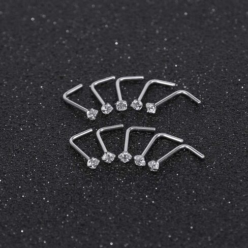 6-14PCS 20g Tiny Nose Stud Ring Piercing Surgical Steel Nose Bone/L Shaped/Nose Screws Rings Set in Kuwait