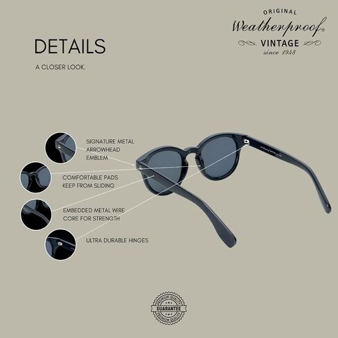 WEATHERPROOF VINTAGE Designer Sunglasses for Men, UV400 Protection, Durable Oval Frame Embedded with Metal Wire Core in Saudi Arabia