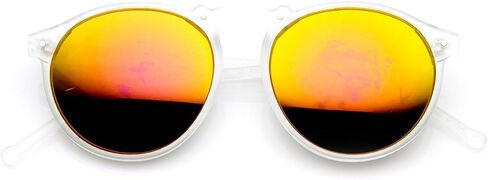 Frosted Color Mirror Lens Retro P3 Frame Round Horn Rimmed Sunglasses in Saudi Arabia