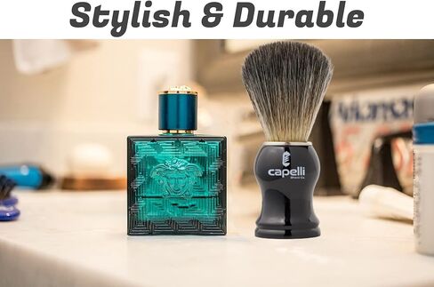 Capelli Shaving Brush - High End Black Handle Lather Shave Brush for the Perfect Wet Shave using Shaving Cream or Shave Soap and Safety Razor, Double Edge Razor, or Straight Razor Brushes in Saudi Arabia
