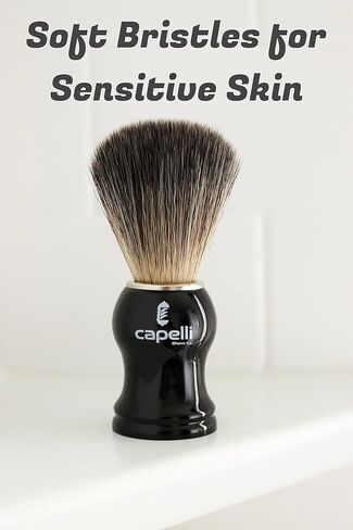 Capelli Shaving Brush - High End Black Handle Lather Shave Brush for the Perfect Wet Shave using Shaving Cream or Shave Soap and Safety Razor, Double Edge Razor, or Straight Razor Brushes in Saudi Arabia