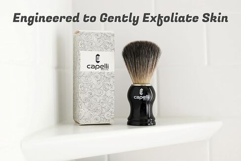 Capelli Shaving Brush - High End Black Handle Lather Shave Brush for the Perfect Wet Shave using Shaving Cream or Shave Soap and Safety Razor, Double Edge Razor, or Straight Razor Brushes in Saudi Arabia