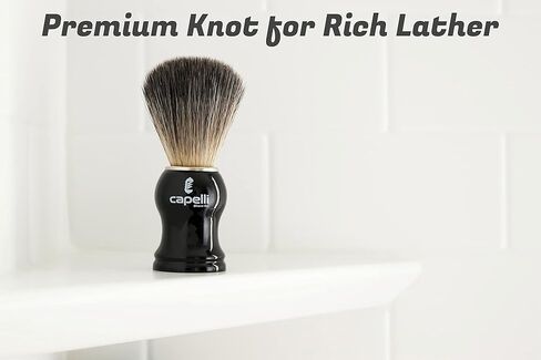 Capelli Shaving Brush - High End Black Handle Lather Shave Brush for the Perfect Wet Shave using Shaving Cream or Shave Soap and Safety Razor, Double Edge Razor, or Straight Razor Brushes in Saudi Arabia