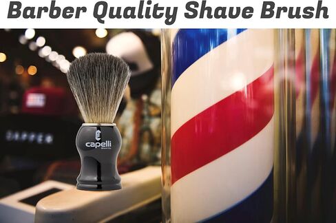 Capelli Shaving Brush - High End Black Handle Lather Shave Brush for the Perfect Wet Shave using Shaving Cream or Shave Soap and Safety Razor, Double Edge Razor, or Straight Razor Brushes in Saudi Arabia
