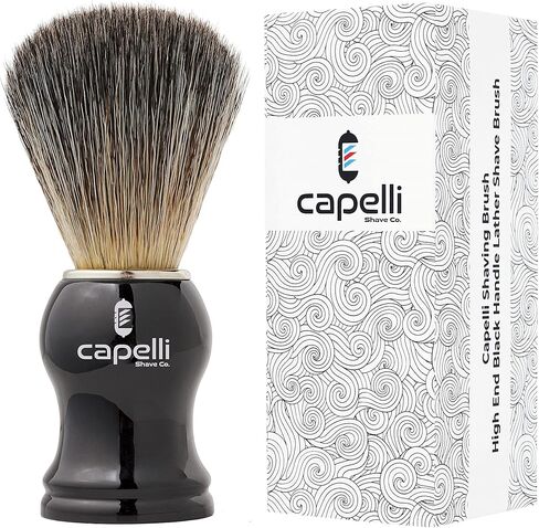 Capelli Shaving Brush - High End Black Handle Lather Shave Brush for the Perfect Wet Shave using Shaving Cream or Shave Soap and Safety Razor, Double Edge Razor, or Straight Razor Brushes in Saudi Arabia