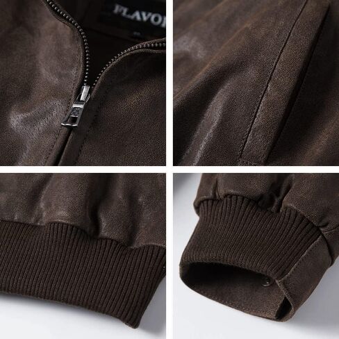 FLAVOR Men's Real Leather Bomber Casual Jacket in Kuwait