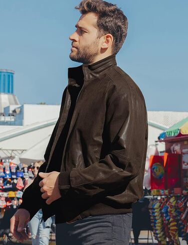 FLAVOR Men's Real Leather Bomber Casual Jacket in Kuwait