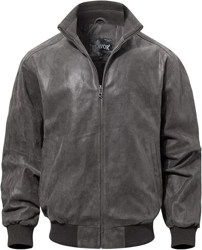 FLAVOR Men's Real Leather Bomber Casual Jacket in Kuwait