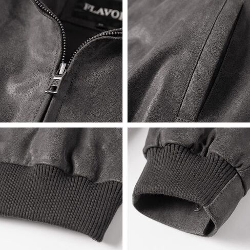 FLAVOR Men's Real Leather Bomber Casual Jacket in Kuwait