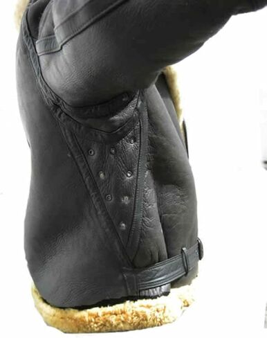 Mens B3 Bomber RAF Aviator Flight Real Shearling Fur Black Pilot Sheepskin Real Leather Jacket in Saudi Arabia