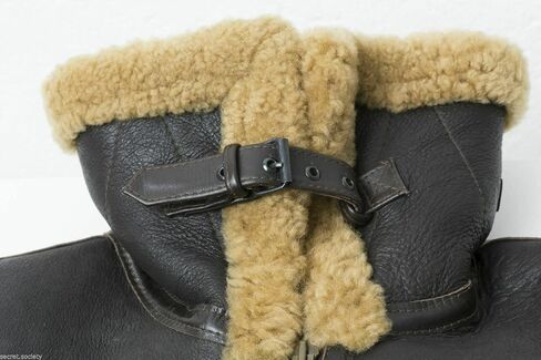Mens B3 Bomber RAF Aviator Flight Real Shearling Fur Black Pilot Sheepskin Real Leather Jacket in Saudi Arabia