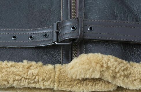Mens B3 Bomber RAF Aviator Flight Real Shearling Fur Black Pilot Sheepskin Real Leather Jacket in Saudi Arabia