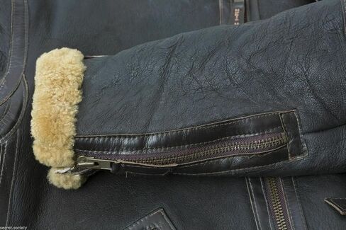 Mens B3 Bomber RAF Aviator Flight Real Shearling Fur Black Pilot Sheepskin Real Leather Jacket in Saudi Arabia