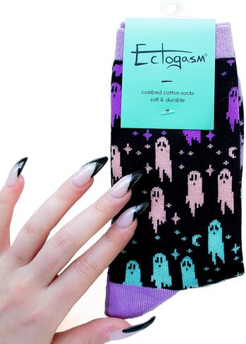 Ectogasm Unisex Witchy Rainbow Ghost Crew Socks in Kuwait
