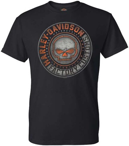 Harley-Davidson Men's Halo Willie G Skull Crew-Neck Short Sleeve T-Shirt - Black in Saudi Arabia