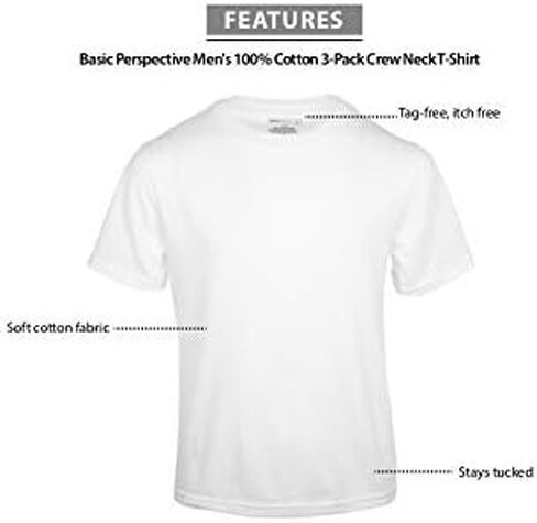 Basic Perspective Men's 100% Cotton Tagless 3-Pack Crew Neck T-Shirt in Saudi Arabia