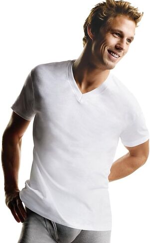 Hanes by Men's ComfortSoft V-Neck Undershirt 3-Pack, White, XL in Saudi Arabia