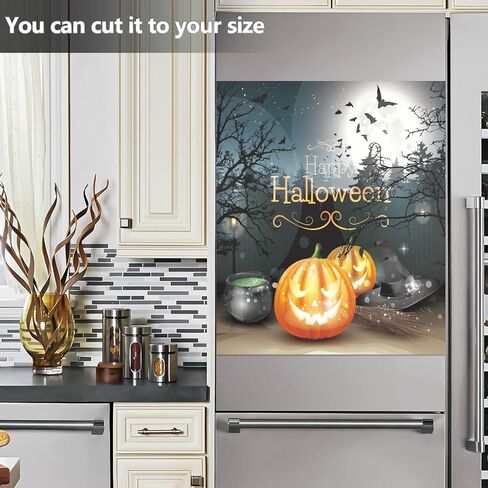 Kigai Happy Halloween Pumpkin Dishwasher Magnet Cover, Kitchen Dish Washer Door Panel Magnetic Sticker Home Appliances Decorative Stickers for Home Kitchen Farmhouse Decor, 23 W x 26 H Inch in Saudi Arabia