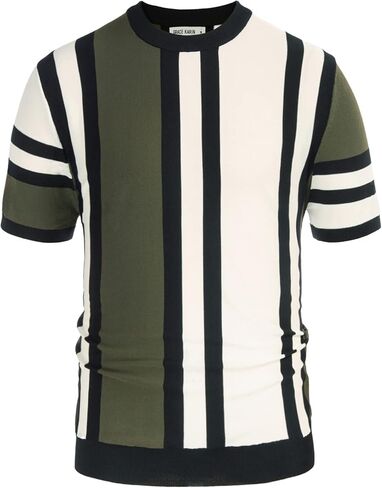 تي شيرت رجالي مخطط من GRACE KARIN بياقة دائرية وأكمام قصيرة وقمصان محبوكة كاجوال in Kuwait