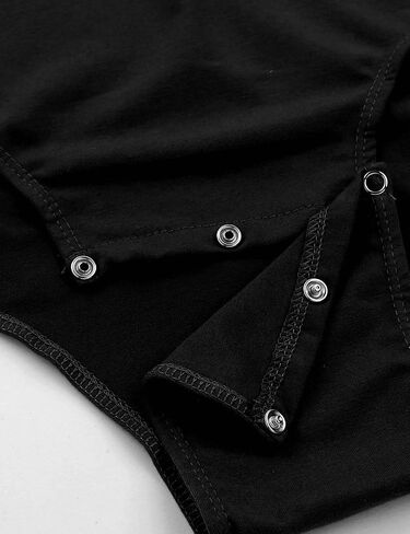 Aislor Men's Turn-Down Collar Short Sleeve Shirt Button Crotch Leotard One Piece Bodysuit Rompers in Kuwait