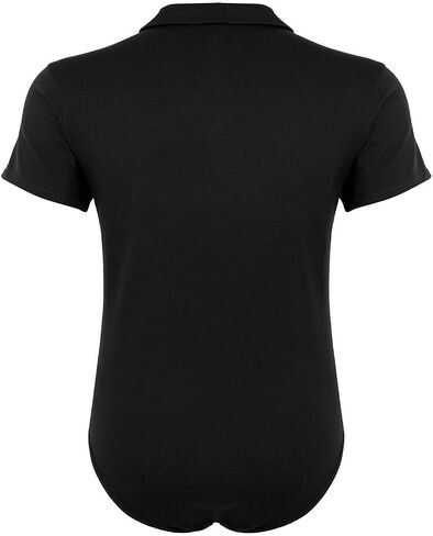 Aislor Men's Turn-Down Collar Short Sleeve Shirt Button Crotch Leotard One Piece Bodysuit Rompers in Kuwait