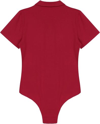 Aislor Men's Turn-Down Collar Short Sleeve Shirt Button Crotch Leotard One Piece Bodysuit Rompers in Kuwait