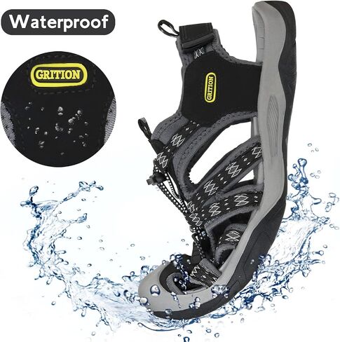 GRITION Mens Closed Toe Hiking Sandals Outdoor, Waterproof Fisherman Athletic Water Sandals for Trekking Walking Sandals Summer Beach in Saudi Arabia