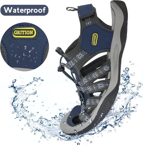 صنادل GRITION للرجال مغلقة عند الأصابع للمشي لمسافات طويلة في الهواء الطلق، صنادل مائية رياضية للصيادين مقاومة للماء للرحلات والمشي والشاطئ الصيفي in Kuwait