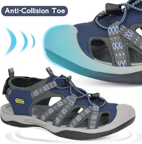 صنادل GRITION للرجال مغلقة عند الأصابع للمشي لمسافات طويلة في الهواء الطلق، صنادل مائية رياضية للصيادين مقاومة للماء للرحلات والمشي والشاطئ الصيفي in Kuwait