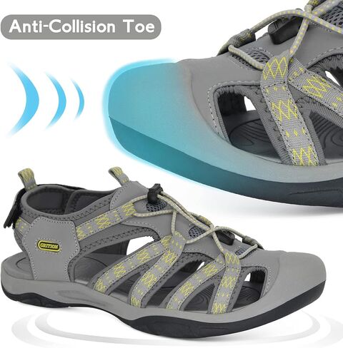 GRITION Mens Closed Toe Hiking Sandals Outdoor, Waterproof Fisherman Athletic Water Sandals for Trekking Walking Sandals Summer Beach in Saudi Arabia