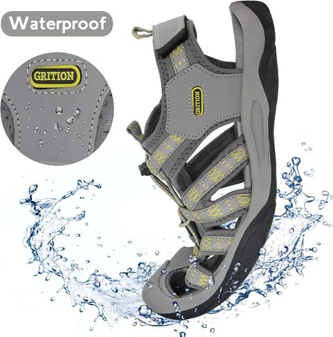 GRITION Mens Closed Toe Hiking Sandals Outdoor, Waterproof Fisherman Athletic Water Sandals for Trekking Walking Sandals Summer Beach in Saudi Arabia