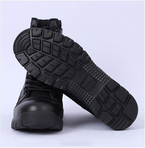 Outdoor Men's Military Tactical Work Boots Side Zipper Leather Motorcycle Combat Boots in Kuwait