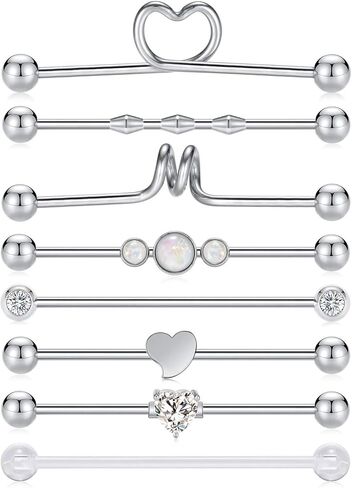 PEAKLINK 14 جرام 8 قطعة الجراحية الصلب ارتفع الذهب الصناعية الحديد الغضروف اللولب Trague القرط مجوهرات للجسم للنساء 38 مللي متر in Kuwait