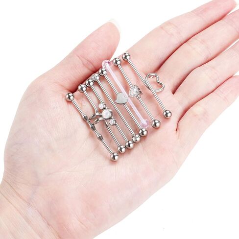 PEAKLINK 14 جرام 8 قطعة الجراحية الصلب ارتفع الذهب الصناعية الحديد الغضروف اللولب Trague القرط مجوهرات للجسم للنساء 38 مللي متر in Kuwait