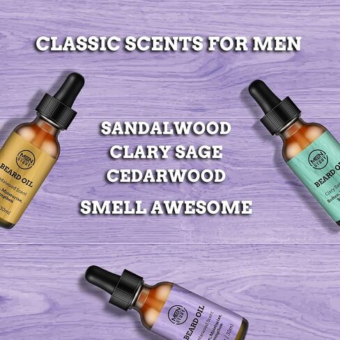 MENSTORY Beard Growth Oil 3 Scent Pack, Cedarwood, Sandalwood, and Sage, Moisturizing, Softening, Beards & Mustaches Maintenance for Men, Beard Gifts for Man Dad Father Boyfriend (3 fl oz total) in Saudi Arabia