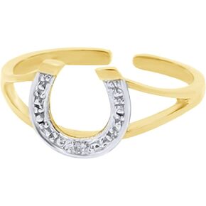 14K Yellow Gold Plated 925 Sterling Silver Adjustable Band Horse Shoe Toe Ring Round Cut Simulated Diamond 1/10 Carat in Saudi Arabia