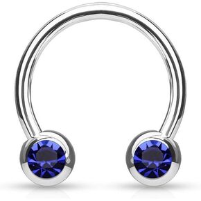 Front Facing Jewel Balls IP Over 316L Surgical Steel Circular/Horseshoes for Nipple, Septum and Ear Cartilage Piercings in Kuwait