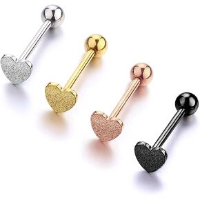 JFORYOU 14G Stainless Steel Tongue Rings Barbells Heart Shape Rose Shape Tongue Piercing Jewelry in Kuwait