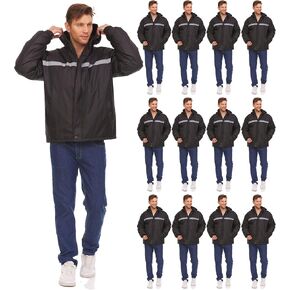 12 Pack of Mens Jackets Winter Coats Wholesale, Hooded Jacket for Men in Bulk, Safety Reflectors in Kuwait