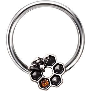 Amelia Fashion 16GA Bee and Honeycomb Captive Ring for CArtilage, Lip, Septum & More 316L Surgical Steel in Saudi Arabia
