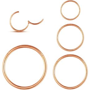 WBRWP 316L حلقة ثقب من الفولاذ المقاوم للصدأ حلقات الأنف المفصلية: 20G 18G 16G 14G للنساء والرجال حلقة ثقب الجسم قطعة حلقات الشفاه هيليكس الغضروف أقراط قطر 6 مم 8 مم 10 مم 12 مم
