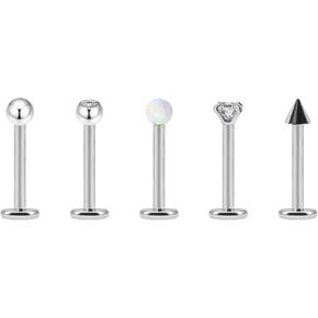 5pcs G23 Titanium Nose Horseshoe Septum Rings Curved Barbell Eyebrow Lip Labret Rings Tragus Helix Daith Earrings Monroe Piercing Jewelry
