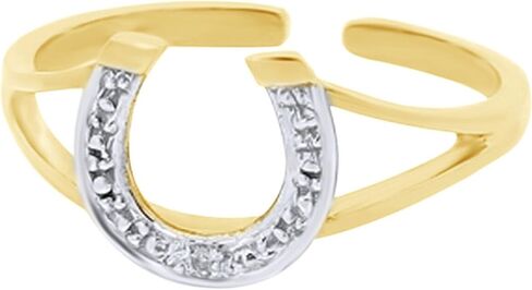 14K Yellow Gold Plated 925 Sterling Silver Adjustable Band Horse Shoe Toe Ring Round Cut Simulated Diamond 1/10 Carat in Saudi Arabia