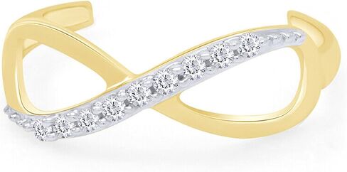 1/10 Carat Round Cut Simulated Diamond 14K Yellow Gold Plated 925 Sterling Silver Adjustable Band Infinity Toe Ring in Saudi Arabia