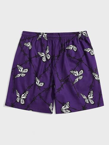 WDIRARA Men's Rose Letter Graphic Print Drawstring Waist Active Pocket Shorts in Saudi Arabia